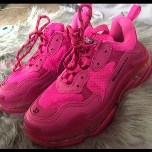 Authentic hot pink Balenciaga triple S sneakers.